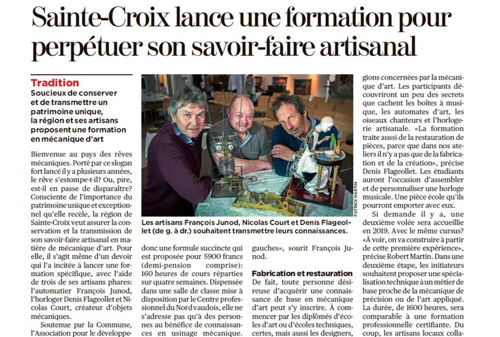 Sainte-Croix lance une formation pour perpétuer son savoir-faire artisanal