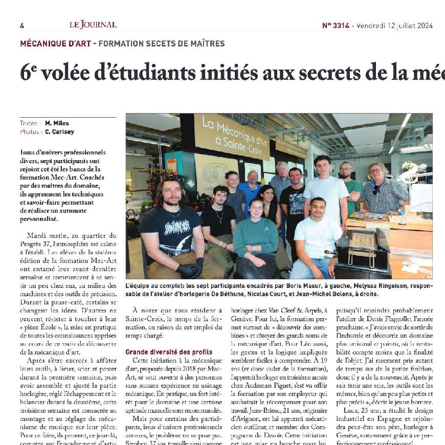 6e volée d’étudiants initiés aux secrets de la mécanique
