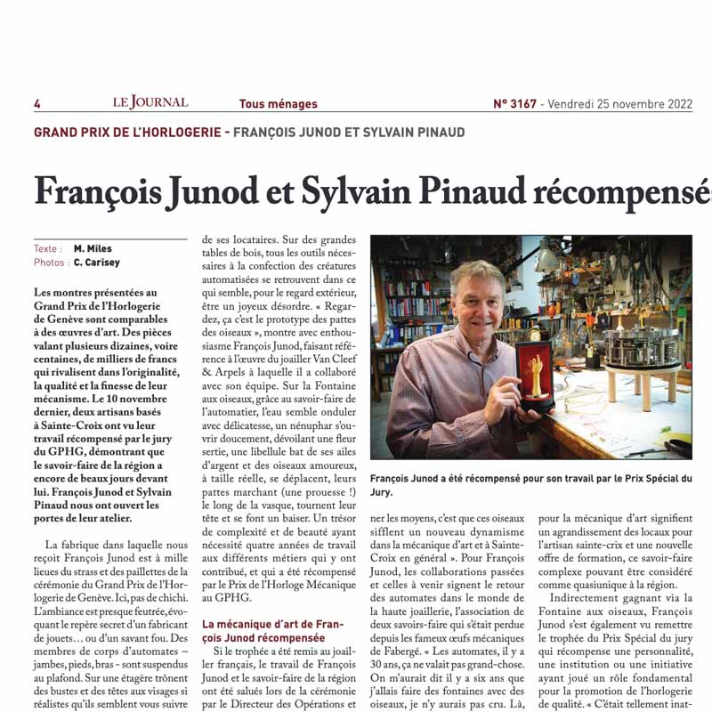 François Junod et Sylvain Pinaud récompensés