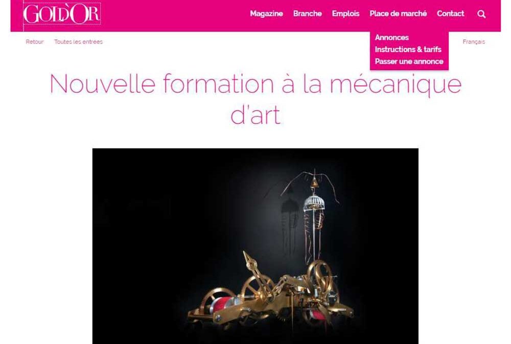 Nouvelle formation à la mécanique d&rsquo;art