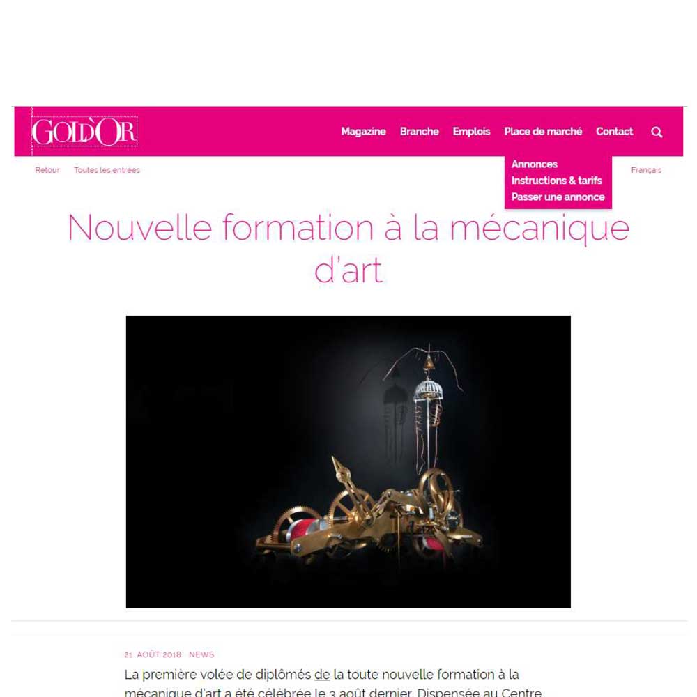 Nouvelle formation à la mécanique d&rsquo;art