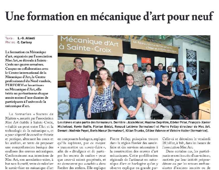 Une formation en mécanique d’art pour neuf
