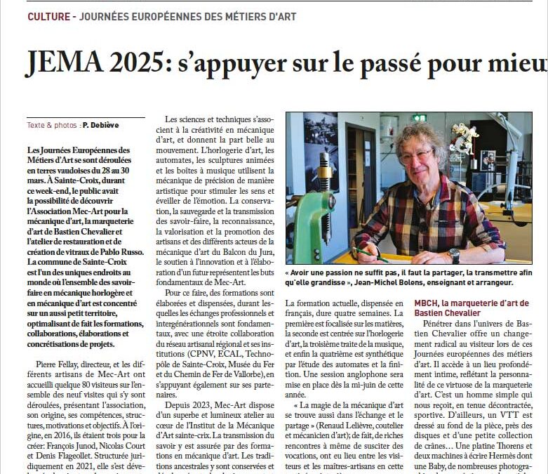 Les Journées Européennes des Métiers d&rsquo;Art à Ste-Croix