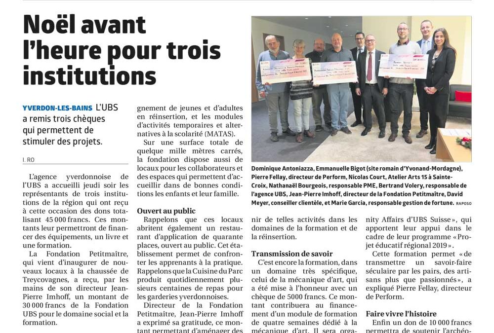 Noël avant l&rsquo;heure pour trois institutions