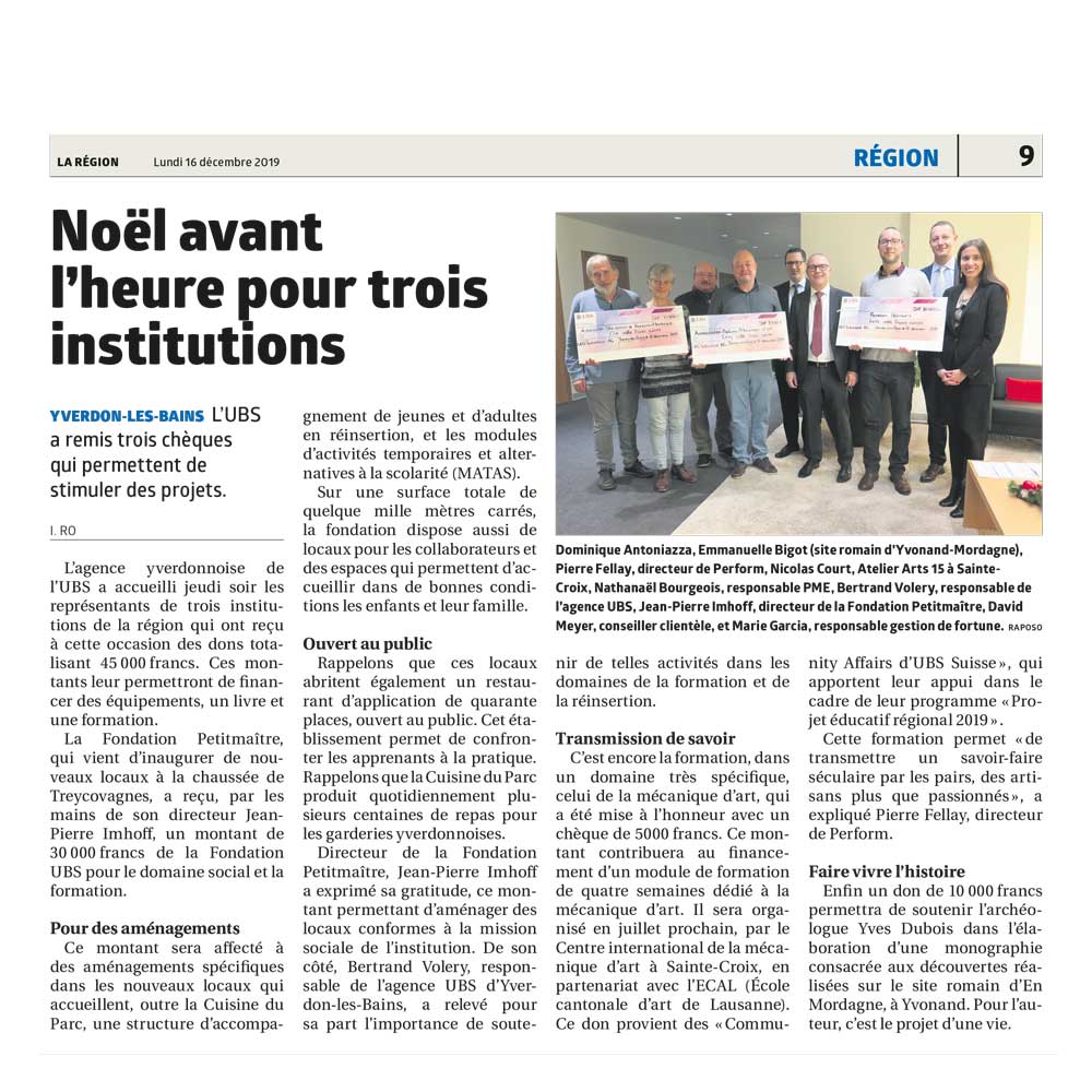 Noël avant l&rsquo;heure pour trois institutions