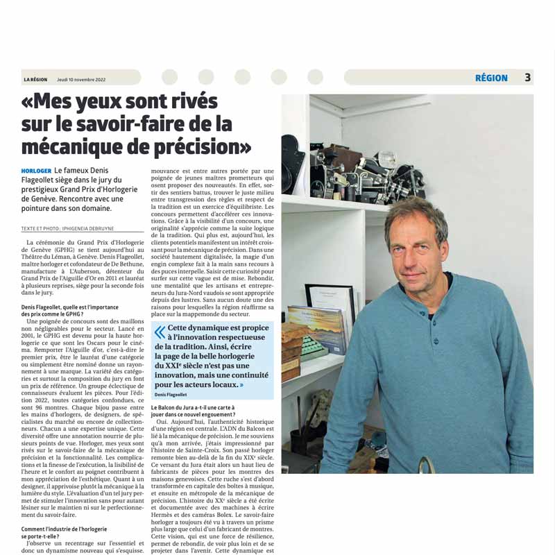 Mes yeux sont rivés sur le savoir-faire de la mécanique de précision