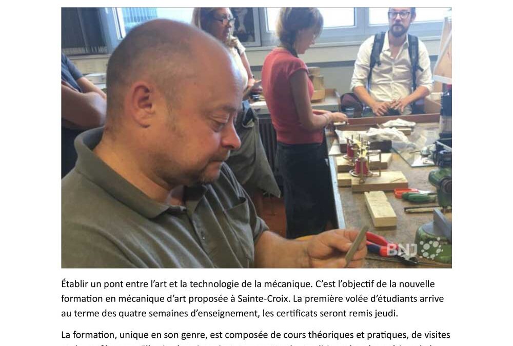 Première formation en mécanique d’art