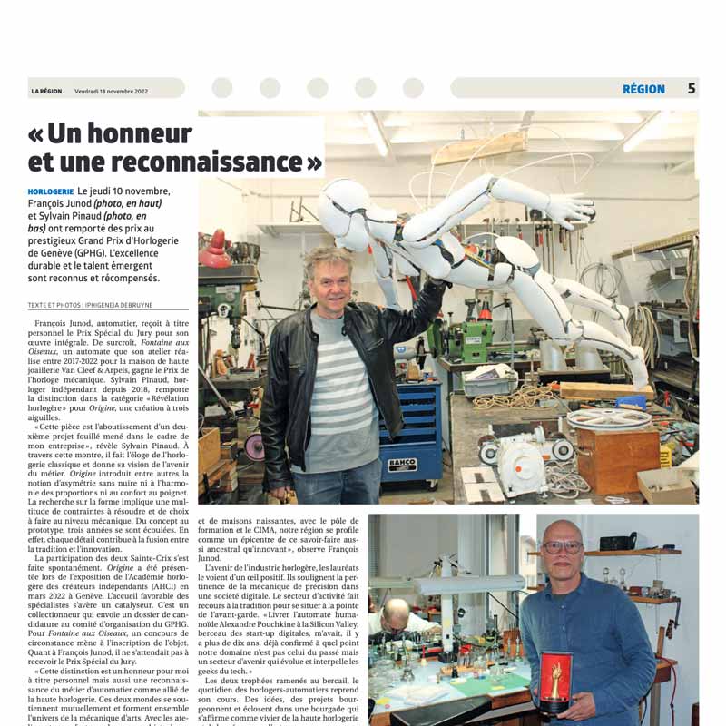 Un honneur et une reconnaissance