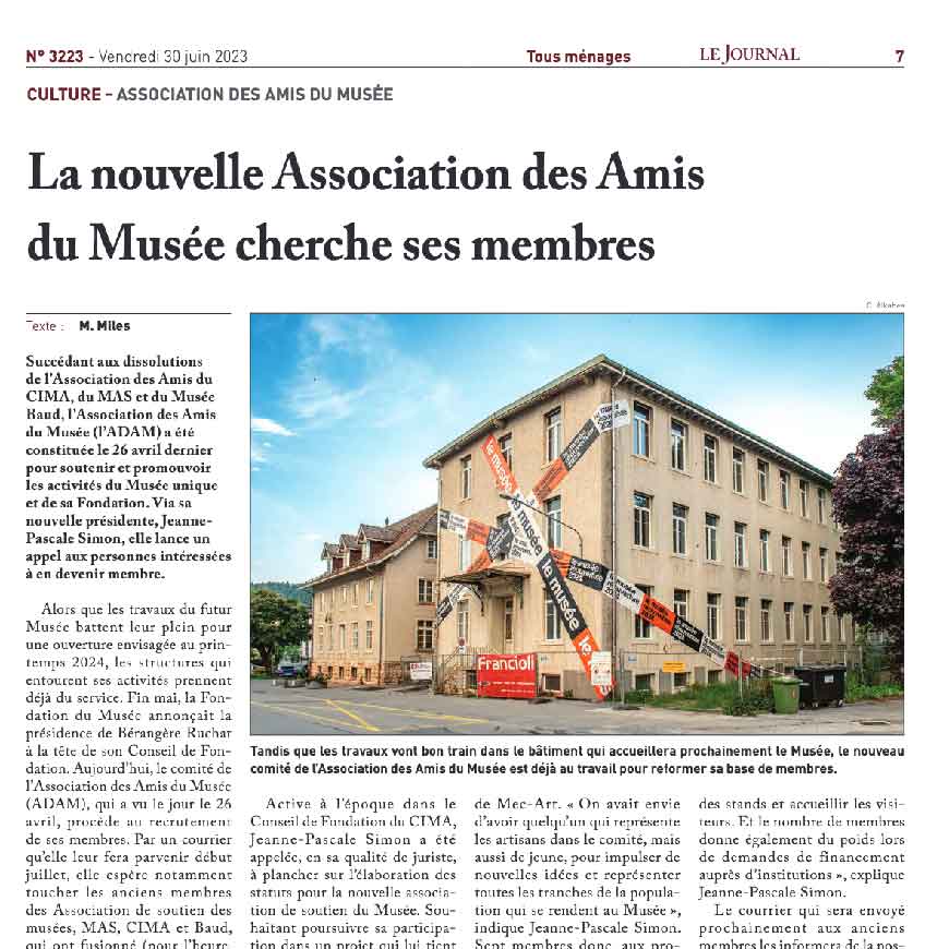 La nouvelle Association des Amis du Musée cherche ses membres